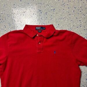 Vintage Ralph Lauren Polo Shirt Men's Large Red Short Sleeve Blue Pony Preppy